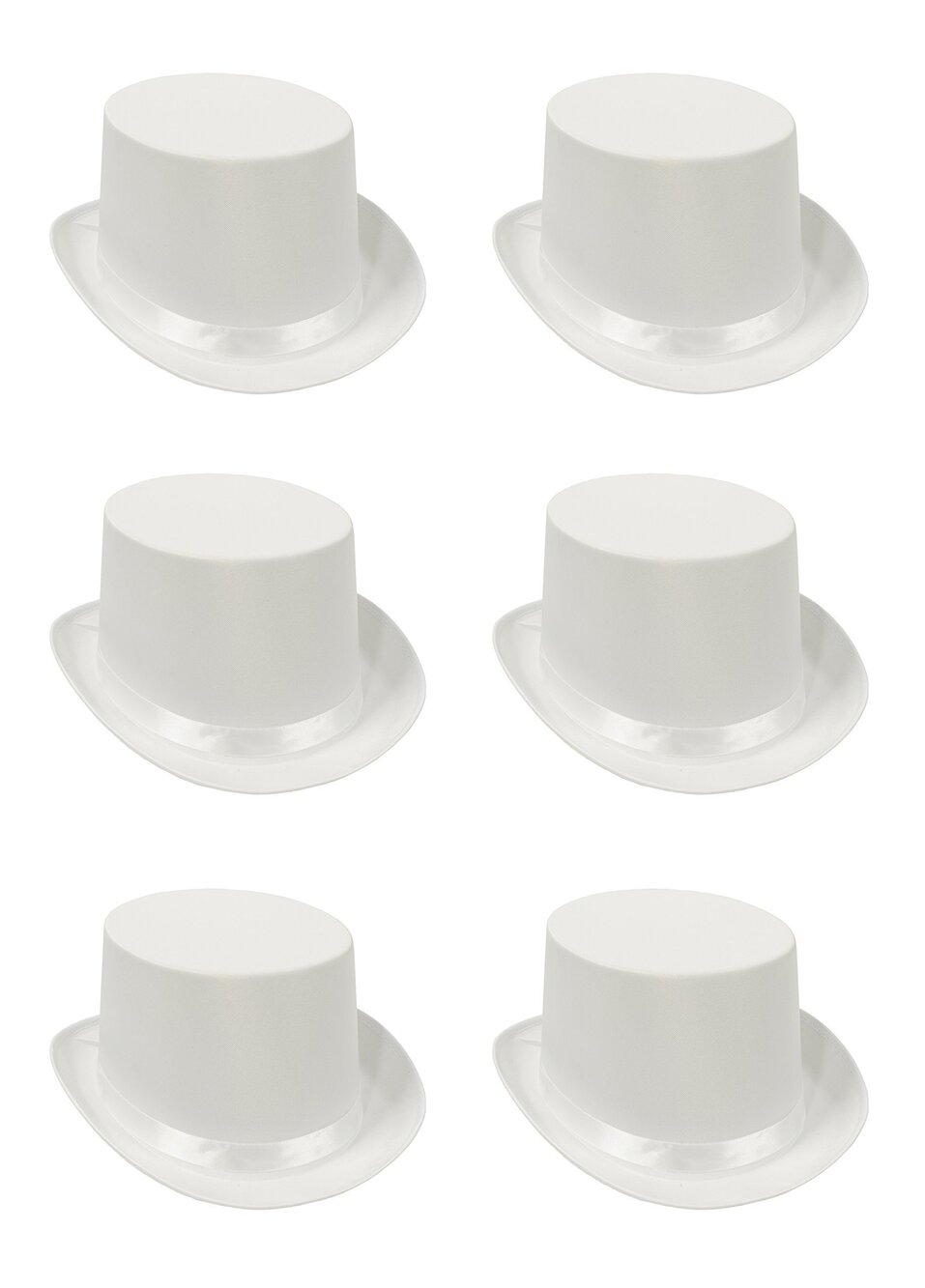 5269 60839-W 6-Pack Satin Sleek Top Hat, White